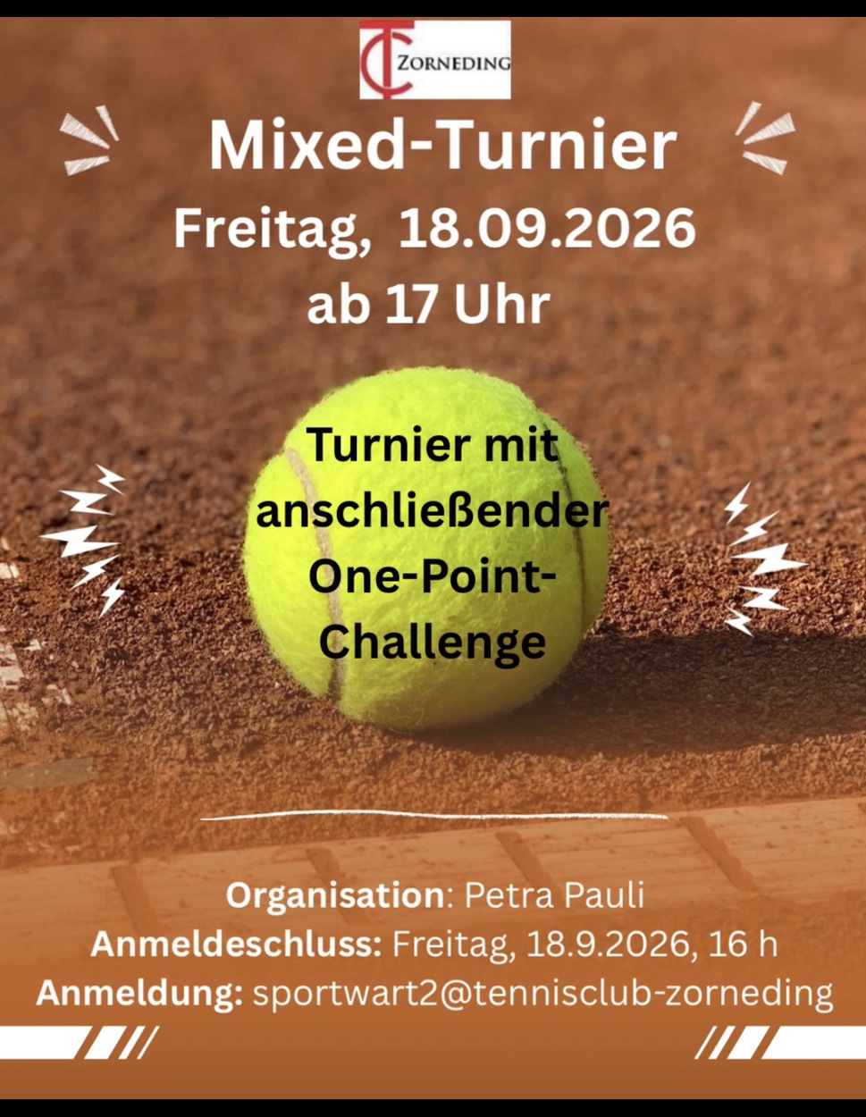 Mixed-Turnier 18.09.2026 + Familienturnier 20.09.2026